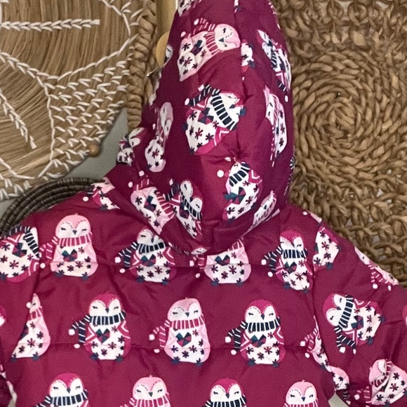 Hadley Baby Girl Puffer Snowsuit Size 18-24 Pink Owls - Picture 4 of 9